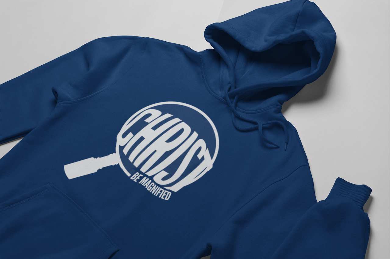 Navy Blue Christ Be Magnified Unisex Hoodie